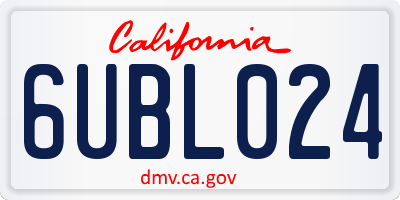 CA license plate 6UBL024