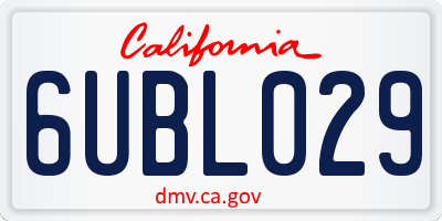 CA license plate 6UBL029