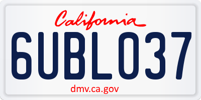 CA license plate 6UBL037