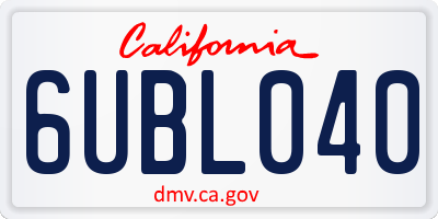 CA license plate 6UBL040