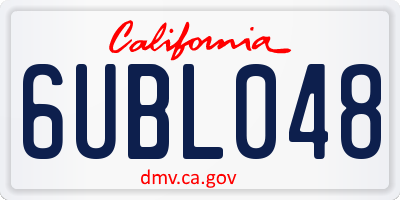 CA license plate 6UBL048