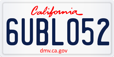 CA license plate 6UBL052