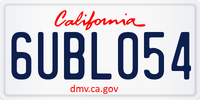 CA license plate 6UBL054