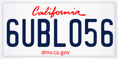 CA license plate 6UBL056