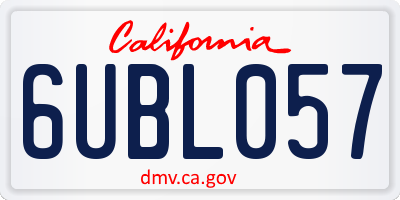 CA license plate 6UBL057