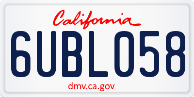 CA license plate 6UBL058