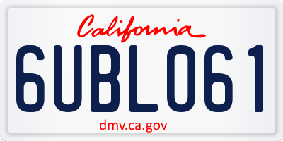 CA license plate 6UBL061