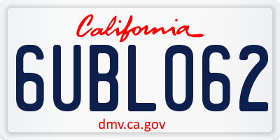 CA license plate 6UBL062