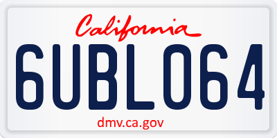 CA license plate 6UBL064