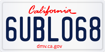 CA license plate 6UBL068