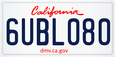 CA license plate 6UBL080
