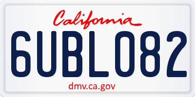 CA license plate 6UBL082