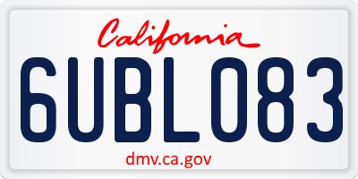 CA license plate 6UBL083