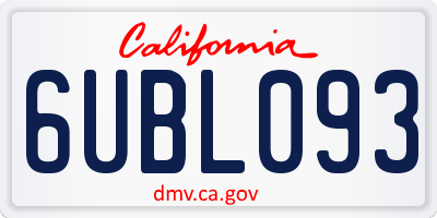 CA license plate 6UBL093