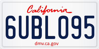 CA license plate 6UBL095