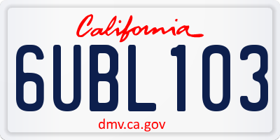 CA license plate 6UBL103