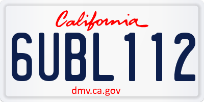 CA license plate 6UBL112