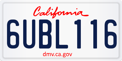 CA license plate 6UBL116