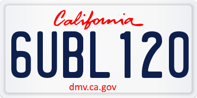 CA license plate 6UBL120