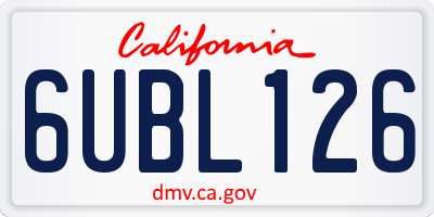 CA license plate 6UBL126
