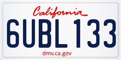 CA license plate 6UBL133