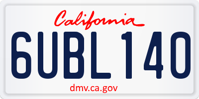 CA license plate 6UBL140