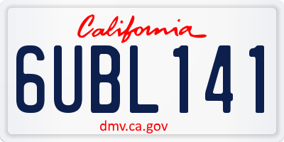 CA license plate 6UBL141