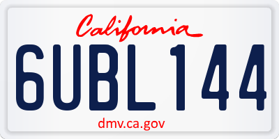 CA license plate 6UBL144
