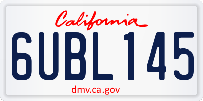 CA license plate 6UBL145