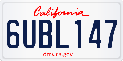 CA license plate 6UBL147