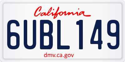 CA license plate 6UBL149