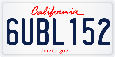 CA license plate 6UBL152