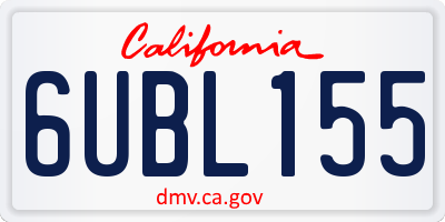 CA license plate 6UBL155