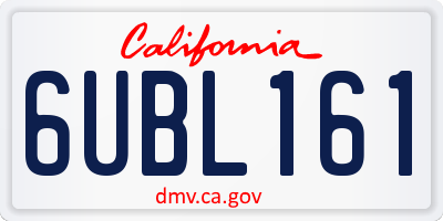 CA license plate 6UBL161