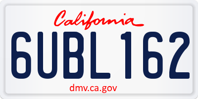 CA license plate 6UBL162