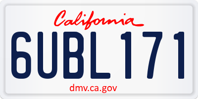 CA license plate 6UBL171
