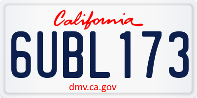 CA license plate 6UBL173