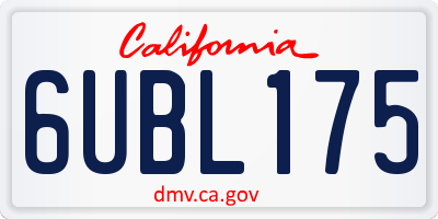 CA license plate 6UBL175