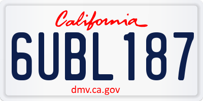CA license plate 6UBL187