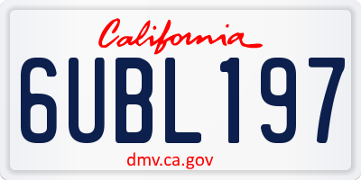 CA license plate 6UBL197