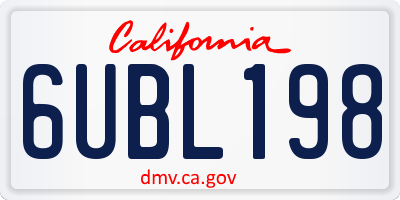 CA license plate 6UBL198