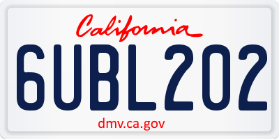 CA license plate 6UBL202