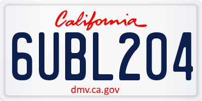 CA license plate 6UBL204