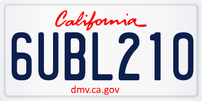 CA license plate 6UBL210