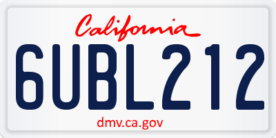 CA license plate 6UBL212