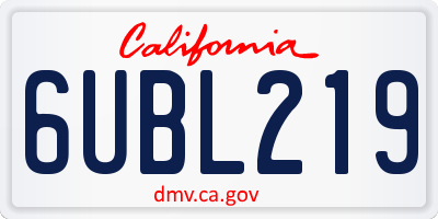 CA license plate 6UBL219