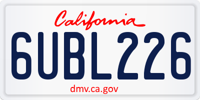 CA license plate 6UBL226