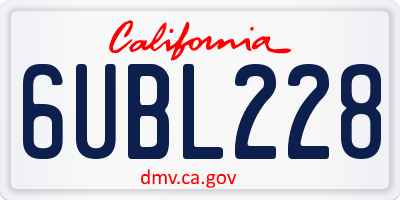 CA license plate 6UBL228