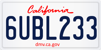 CA license plate 6UBL233