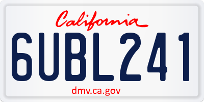 CA license plate 6UBL241